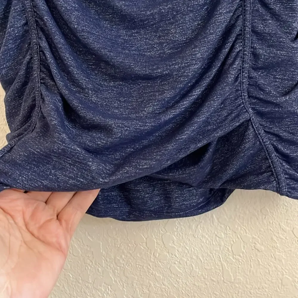 Athleta Twisted Ruched Skirt Womens Size S Blue Metallic Stretch Travel Casual